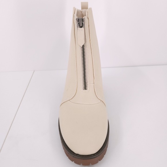 MIA Fabiola Front Zip Stacked Block Heel Ankle Booties Seashell Womens Size 8.5M - Picture 6 of 16